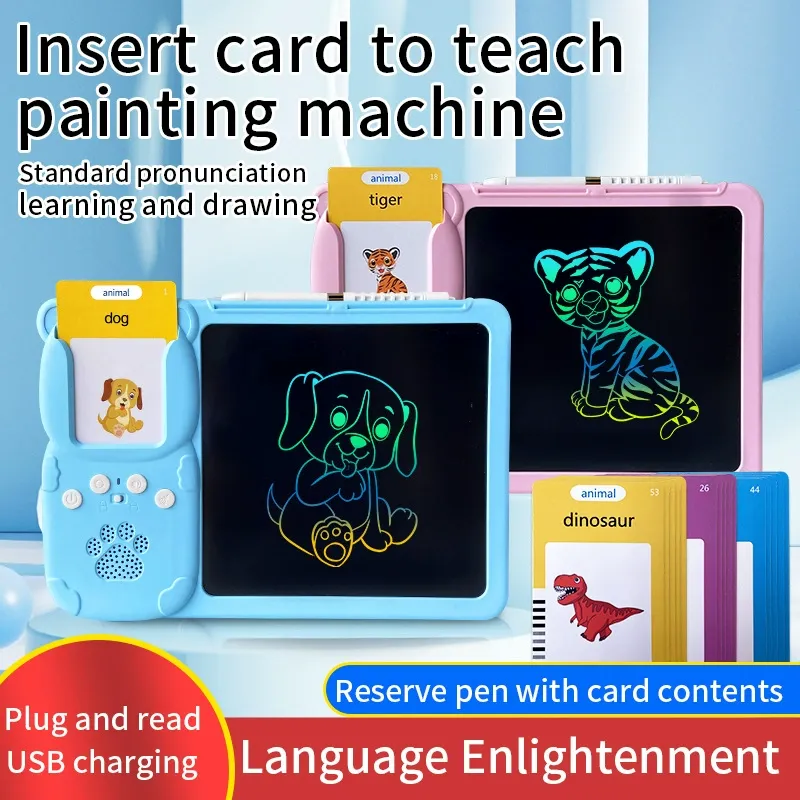 Children's English Learning Toy with Flash Cards & LCD Writing Pad - Spoken English Practice & Drawing Board for Toddlers