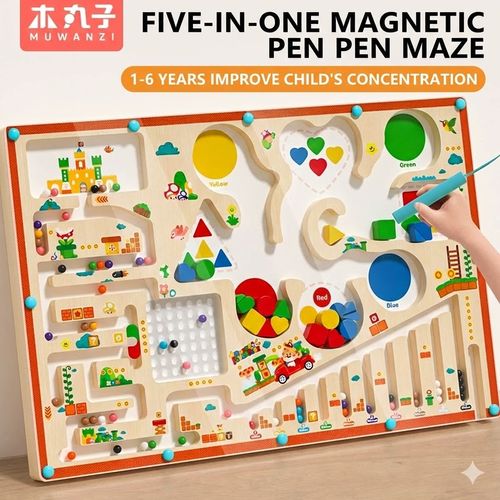 MUWANZI Wooden Activity Board for Kids - Montessori Busy Board to Boost Focus & Fine Motor Skills