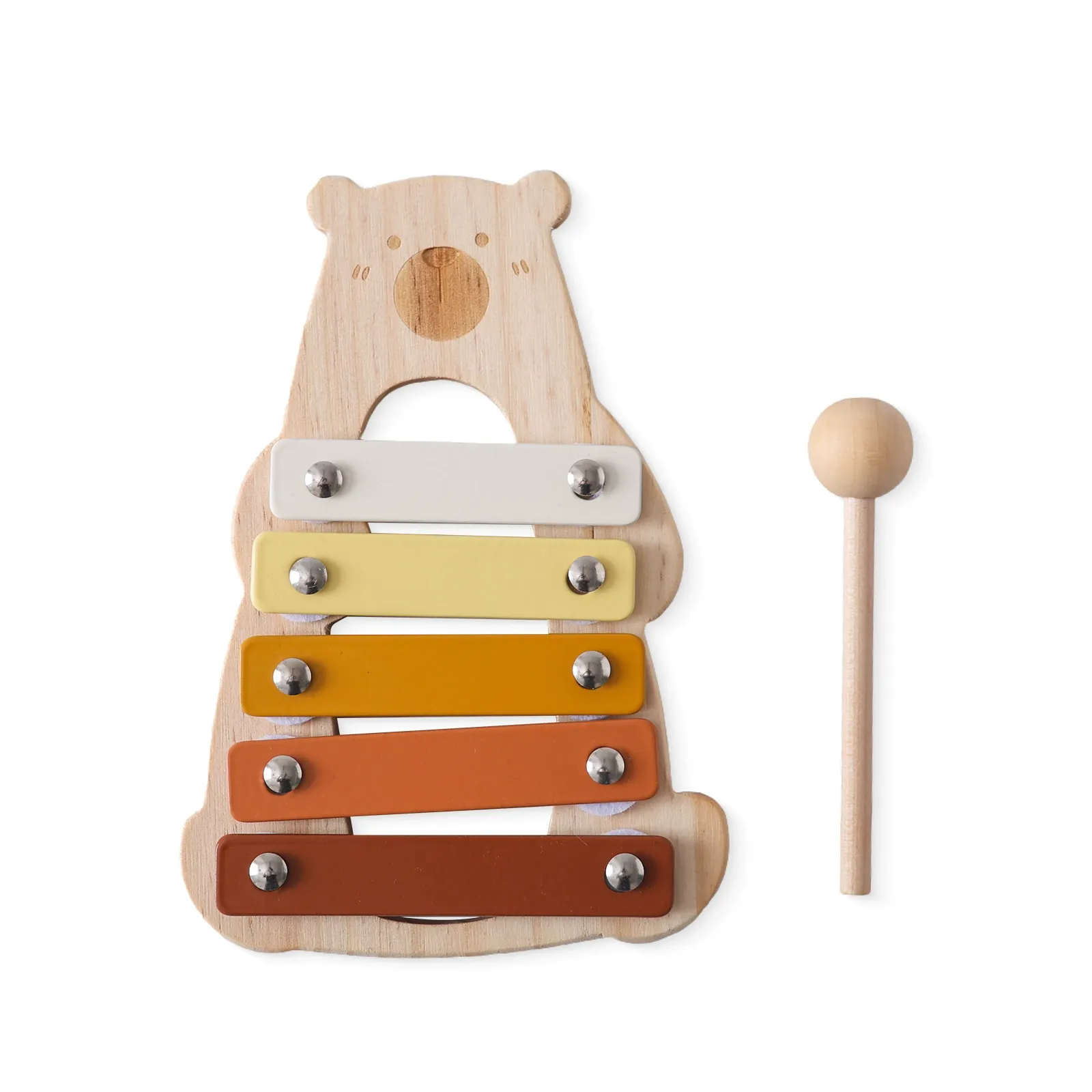 Wooden Bear Xylophone for Toddlers - 5-Note Musical Instrument Toy, Educational Montessori Toy for Kids' Music Learning & Hand-Eye Coordination