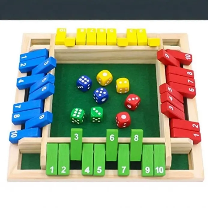 Classic 4-Player Shut The Box - Wooden Dice Game for Hours of Family & Friends Fun