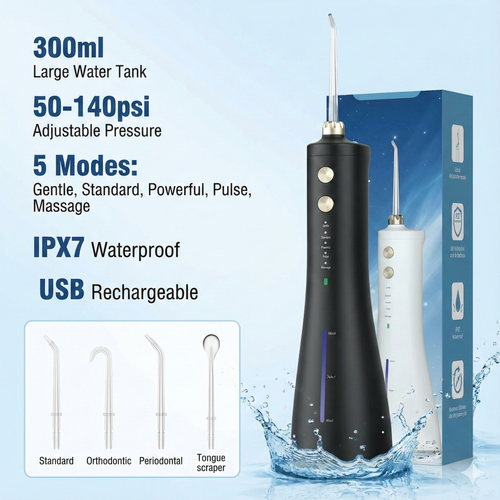 Cordless Water Flosser: Electric Oral Irrigator for Professional Plaque & Tartar Removal
