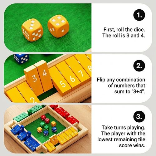 Classic 4-Player Shut The Box - Wooden Dice Game for Hours of Family & Friends Fun