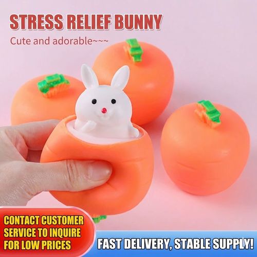 Stress Relief Bunny Pop-Up Toy | Cute Carrot Squishy Fidget Toy for Anxiety & Fun