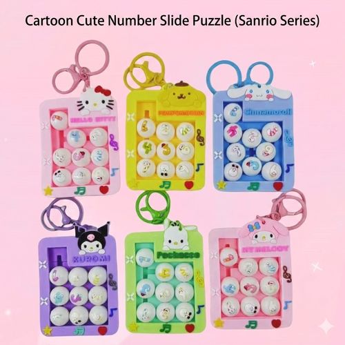 Sanrio Series Cartoon Digital Huarong Road Keychain - Cute Fidget Toy Pendant