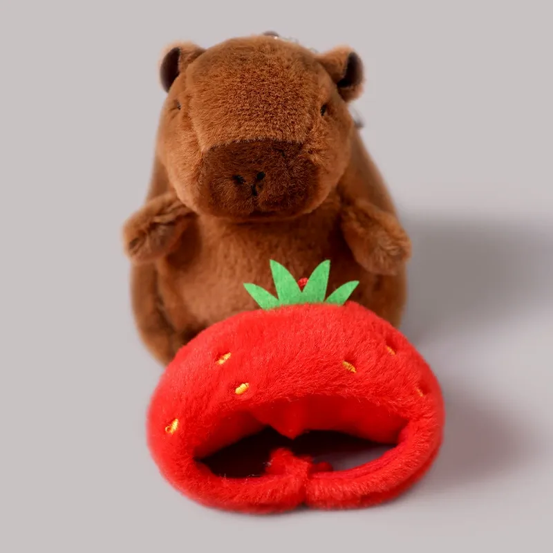 Cute Capybara Plush Keychain Set - 9 Styles Cartoon Animal Pendant with Fruit & Holiday Themes, Bag Charm for Kids & Gifts