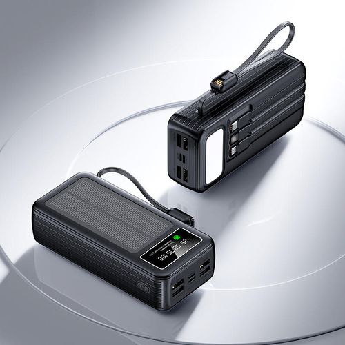 Wide Voltage Solar-Powered High-Capacity Power Bank Portable High-Capacity Power Bank PD 22.5W 30000mAh Digital Display Solar Power Bank with Flashlight and Built-in 4 Data Cables
