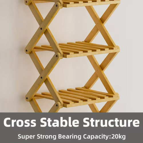 5 Layer&Foldable Bamboo Shoe Rack