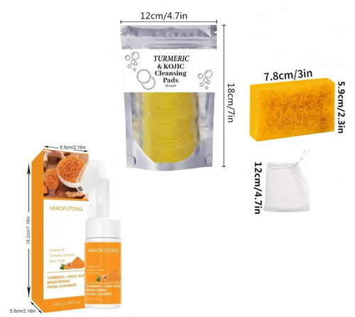 Turmeric Soap & Cleansing Pad & MousseCleanser Set