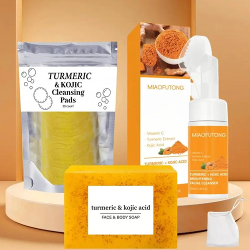 Turmeric Soap & Cleansing Pad & MousseCleanser Set