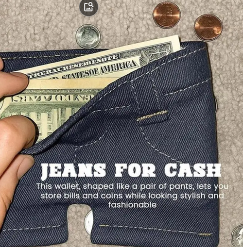 ✨Pocket Pants Mini Jeans Wallet Slim Compact Bifold Pocket Purse Portable Retro Pants Style Wallets Funny Folding Card Holder with Card Slots for Cards Keys or Cash Small Travel Wallet