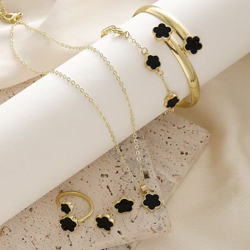 ✨Flower Design Jewelry Set, Gifts for Girlfriend Elegant Necklace & Bracelet & Bangle & Ring &Stud Earrings,Prom Jewelry, Fashion Cute Jewelryfor Party, Daily Decor, Trendy All-match & Exquisite Jewelry for Birthday Gift
