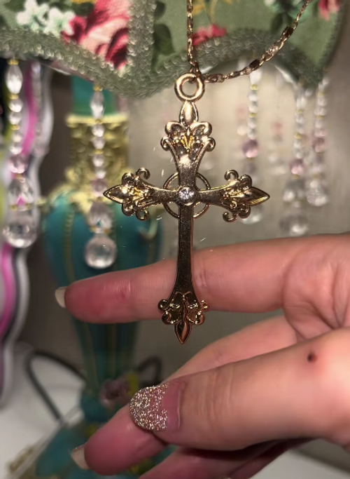 4-Piece Vintage Bohemian Punk Zinc Alloy Cross Pendant Necklace Set