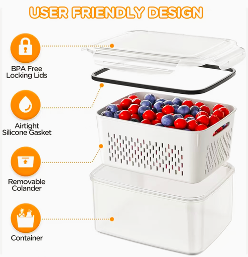 5-Pack Fruit Frige  Storage Containers