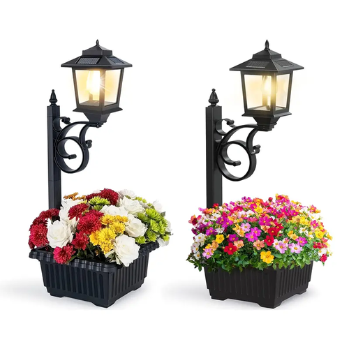 Solar Post Light With Planter