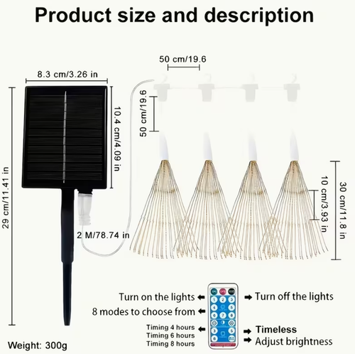 5PCS Hanging Solar Powered Outdoor Firework Lights