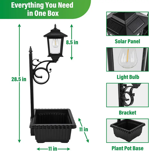 Solar Post Light With Planter