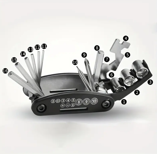 16-In-1 Stainless Steel Portable Folding Multifunctional Tool with Hex Keys