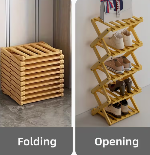 5 Layer&Foldable Bamboo Shoe Rack