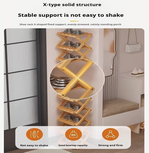 5 Layer&Foldable Bamboo Shoe Rack