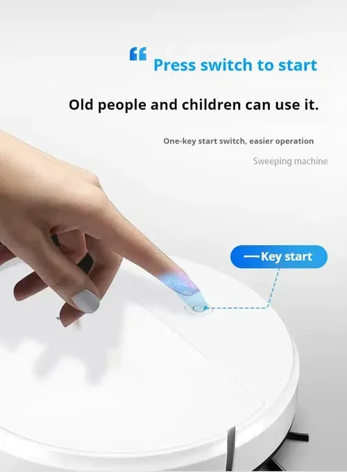 Robot aspirador inteligente com funções de aspiração, pulverização e arrasto, integrado com função de limpeza húmida.