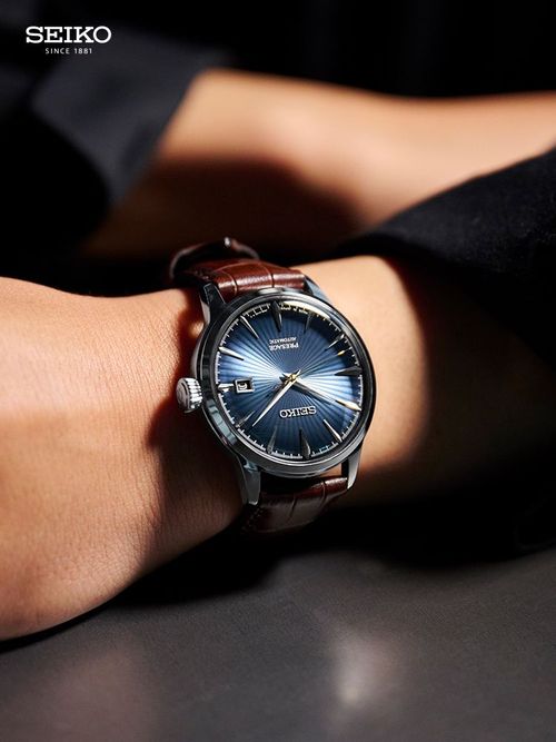 sjd SEIKO Men's Cocktail Gentleman Blue Business Automatic Mechanical Watch