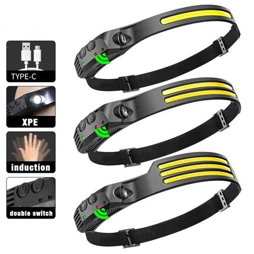 Smart Wave-sensing Led Headlamp, LED Emergency Work Light, Portable Bright Night Fishing & Running Light, Car USB Charging.