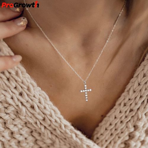 Crown Cross Necklace with Zirconia