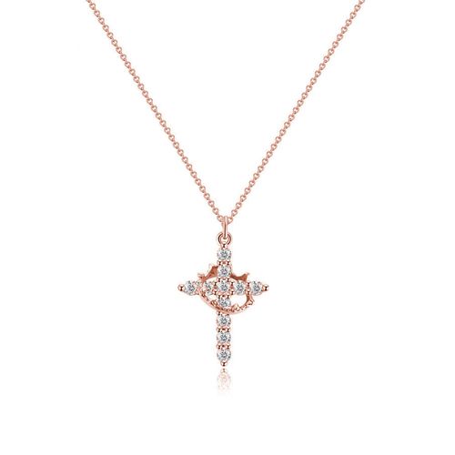 Crown Cross Necklace with Zirconia