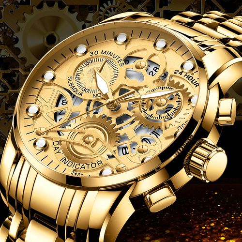 VA VA VOOM 2451  luxury gold gents Watch Design Fashion Style Stainless Watches Men Quartz Movement Waterproof Quartz Wristwatch