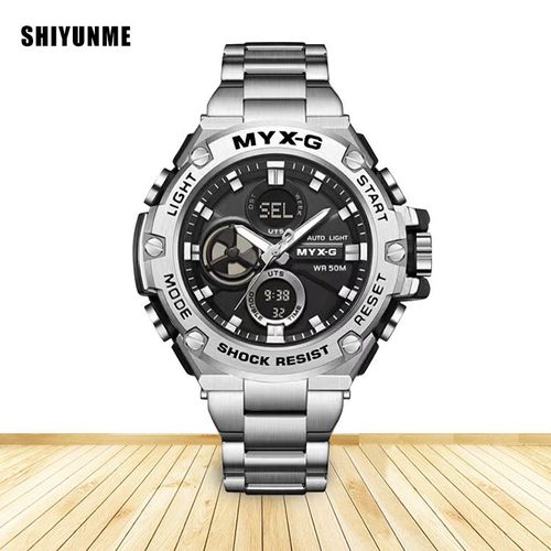 MAX-G Stainless Watch Fashion trend sports Soft silicone Men's watch 50 meters Waterproof alarm clock montre homme