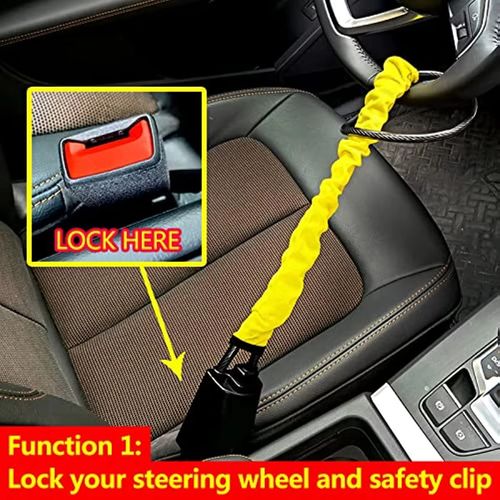 Portable Car Anti-Theft Steel Steering Wheel Lock Durable and Secure With 2 Keys