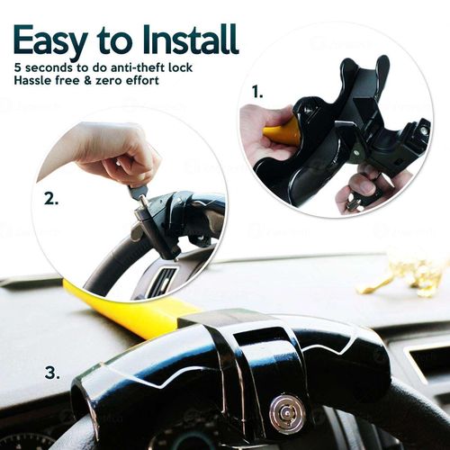 Universal Car Steering Wheel Lock New Condition Maximum Security Anti-Theft T-Bar for Cars and Vans