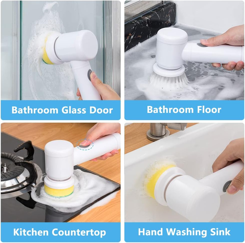 Electric Spin Cleaning Brush Cordless Scrubber for Bathroom Wall Kitchen Cleaner Replaceable Shower Rechargeable Cleaning Tools