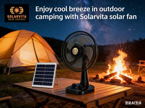 🌜12-inch high-powered, solar-powered charging fan🌛