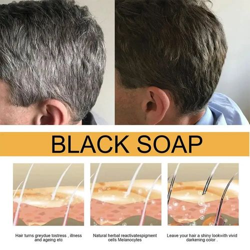 White Hair Darkening Shampoo Soap - Restore Grey Beard & Hair Naturally ( BUY 1 GET 1 FREE )