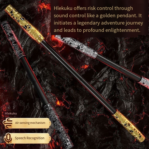 Voice-activated, light-up, and automatically retractable Golden Staff (magic wand)