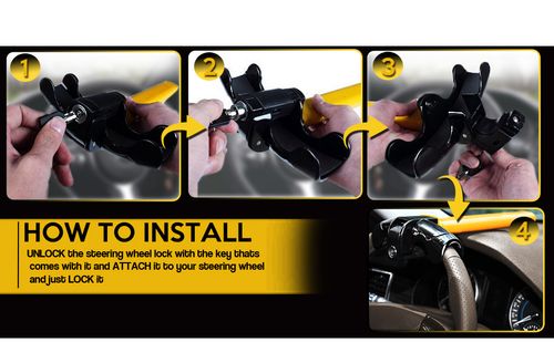 Universal Car Steering Wheel Lock New Condition Maximum Security Anti-Theft T-Bar for Cars and Vans