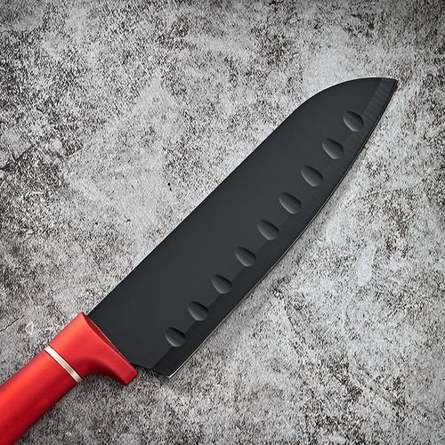 Red-handled, black-bladed kitchen knife set – making cooking an enjoyable experience!