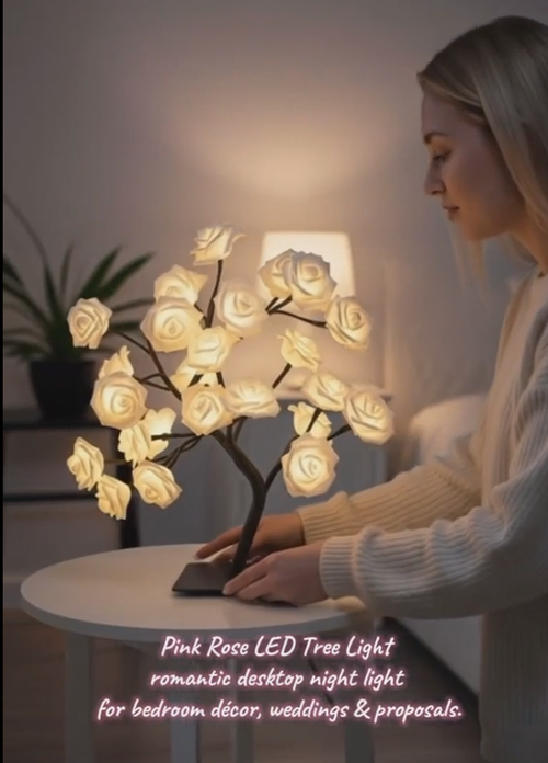 LED rose-shaped table lamp