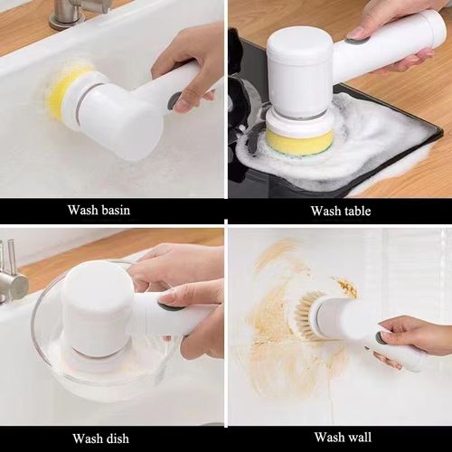Electric Spin Cleaning Brush Cordless Scrubber for Bathroom Wall Kitchen Cleaner Replaceable Shower Rechargeable Cleaning Tools