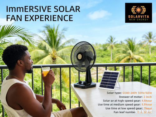 🌜12-inch high-powered, solar-powered charging fan🌛