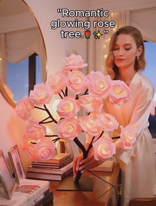 LED rose-shaped table lamp