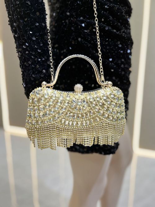 Stylish fringed and diamante-embellished bag - a luxury design specifically for women in Ghana.