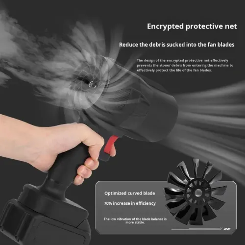 Cordless leaf blower, handheld turbo jet blower, lightweight electric blower, suitable for cleaning yards, lawns, cars, dust, and fallen leaves.