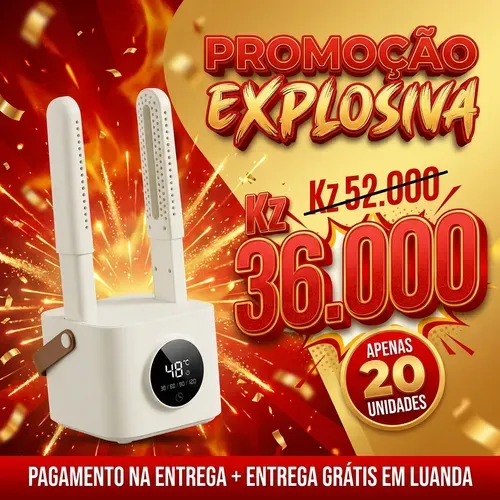 🇦🇴👟 PROMOÇÃO RELÂMPAGO EXCLUSIVA LUANDA! —🔥👟 Secador de Sapatos Inteligente com Desinfecção UV! —⏰ Temporizador Digital + Ecrã Tátil de Fácil Uso! —💨 ADEUS SAPATOS MOLHADOS E FEDORRENTOS! —🌧️ Perfeito para Dias Chuvosos e Suor dos Pés! —🏠 Ideal para Casa, Escritório e até Viagens! —🚚 Entrega Grátis em Toda Luanda e Chega em 24H!