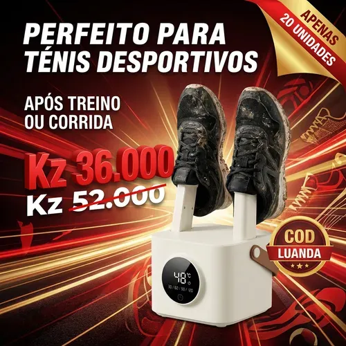 🇦🇴👟 PROMOÇÃO RELÂMPAGO EXCLUSIVA LUANDA! —🔥👟 Secador de Sapatos Inteligente com Desinfecção UV! —⏰ Temporizador Digital + Ecrã Tátil de Fácil Uso! —💨 ADEUS SAPATOS MOLHADOS E FEDORRENTOS! —🌧️ Perfeito para Dias Chuvosos e Suor dos Pés! —🏠 Ideal para Casa, Escritório e até Viagens! —🚚 Entrega Grátis em Toda Luanda e Chega em 24H!