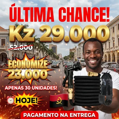 🚿🇦🇴💦 OFERTA LUANDA! — Pistola de Alta Pressão! — 🚿Estica Automaticamente 3x! 💪 Perfeita para Lavar Carro 🚗 e Regar Jardim 🏡 — Forte e Compacta! ✨