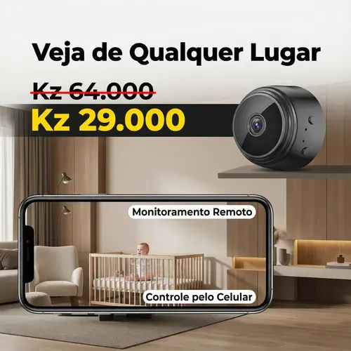 ⚠️ Proteja o que é seu – Luanda 🇦🇴 📸 Câmara A9 HD Grande Angular 👀 Ângulo amplo sem pontos cegos 🌙 Visão noturna clara 🏡 Interior & Exterior 🔒 Antirroubo 24 horas