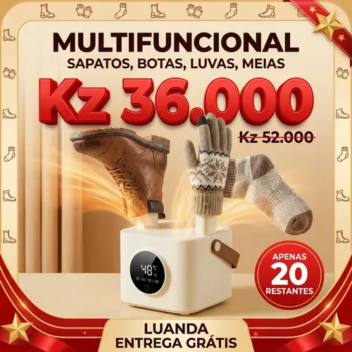 🇦🇴👟 PROMOÇÃO RELÂMPAGO EXCLUSIVA LUANDA! —🔥👟 Secador de Sapatos Inteligente com Desinfecção UV! —⏰ Temporizador Digital + Ecrã Tátil de Fácil Uso! —💨 ADEUS SAPATOS MOLHADOS E FEDORRENTOS! —🌧️ Perfeito para Dias Chuvosos e Suor dos Pés! —🏠 Ideal para Casa, Escritório e até Viagens! —🚚 Entrega Grátis em Toda Luanda e Chega em 24H!