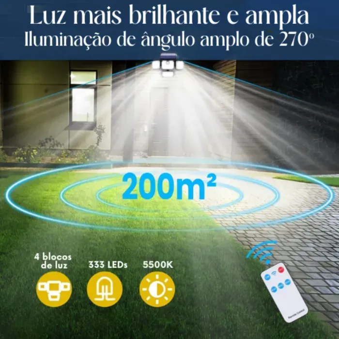 🌟⚡ Lâmpada Solar LED Super Brilhante Exterior